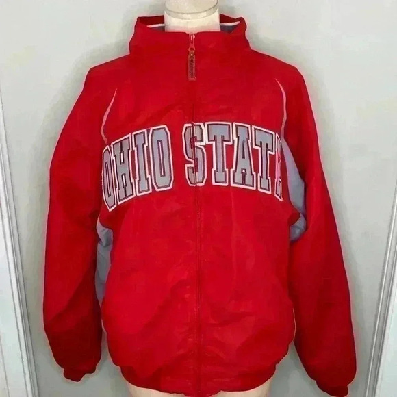 Ohio State Men's Coat Size Large OSU Buckeyes Scarlet & Gray Red - Picture 1 of 7